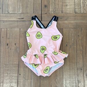 Tiny tribe pink avocado skirted one piece swim suit girls 12-18 months